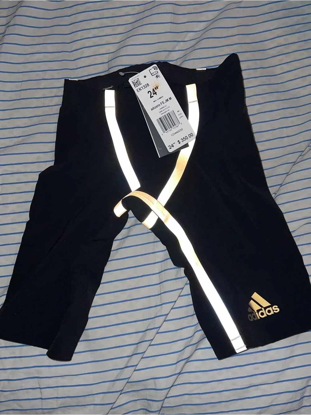 Adidas Adizero XX Jammer EK1328 NWT FINA Race Tech Suit 24 Black Gold Reflective